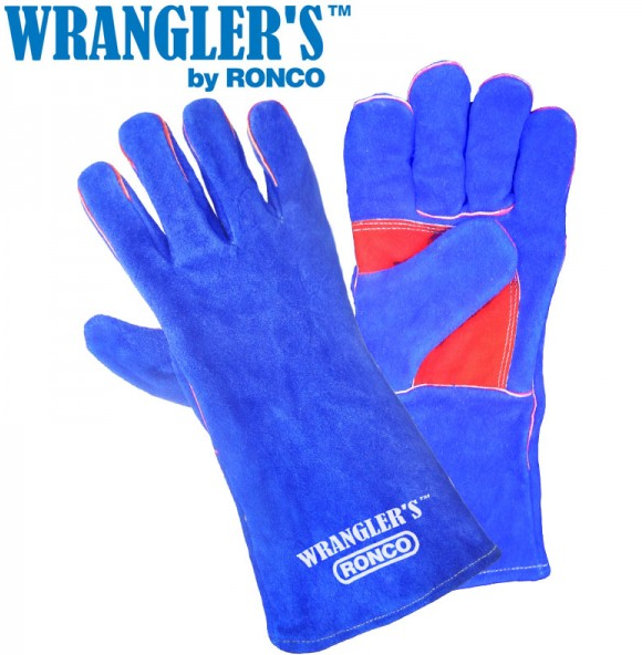 Ronco Wrangler Blue Split Leather 5 Finger Gloves
