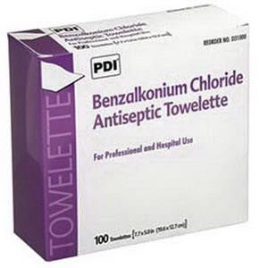 Benzalkonium Chloride (BZK) Antiseptic Towelettes (100/box)