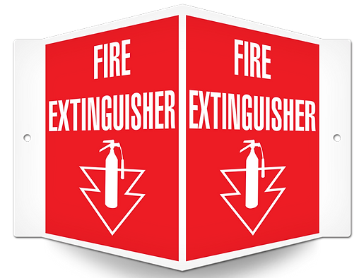 Projected V-Shape Fire Extinguisher Sign