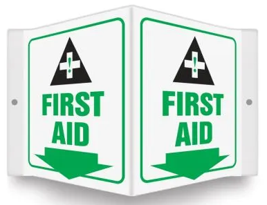 Projection V-Shape First Aid Sign