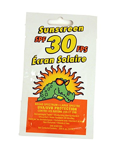 Sunscreen Pouch SPF 30 - 1231010 - 50 Individually Wrapped Packages Per Box - Singles Now Available - Croc Bloc