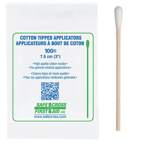Cotton Tipped Applicators 3" - Non-Sterile 100/Package Single-End