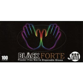 Disposable Nitrile Gloves - 4.5 mil Black Powder-Free 100/box - Black Forte™ By Viking®
