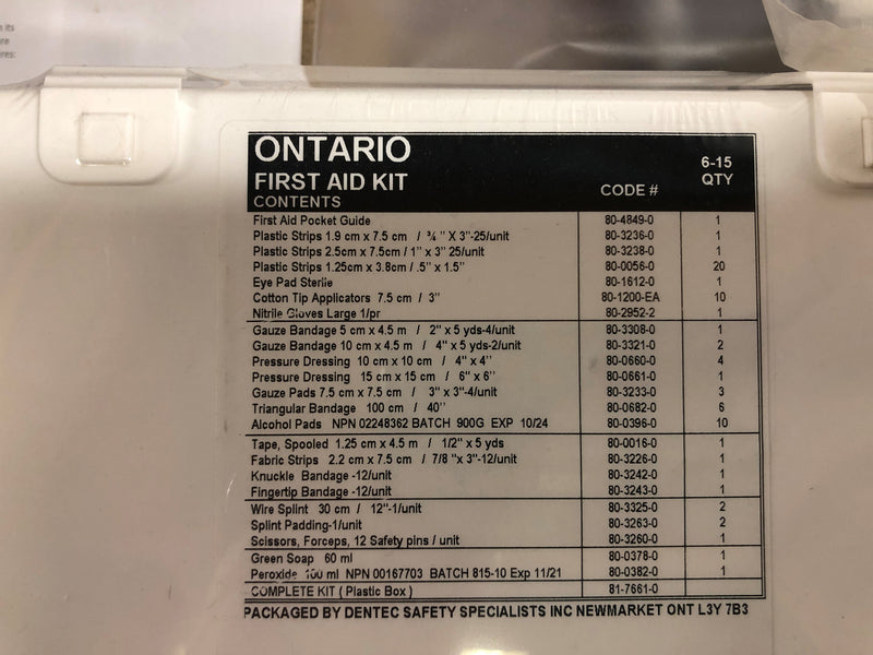 First Aid Kit Deluxe "Ontario" 6-15 Workers Metal Section 9-1 (