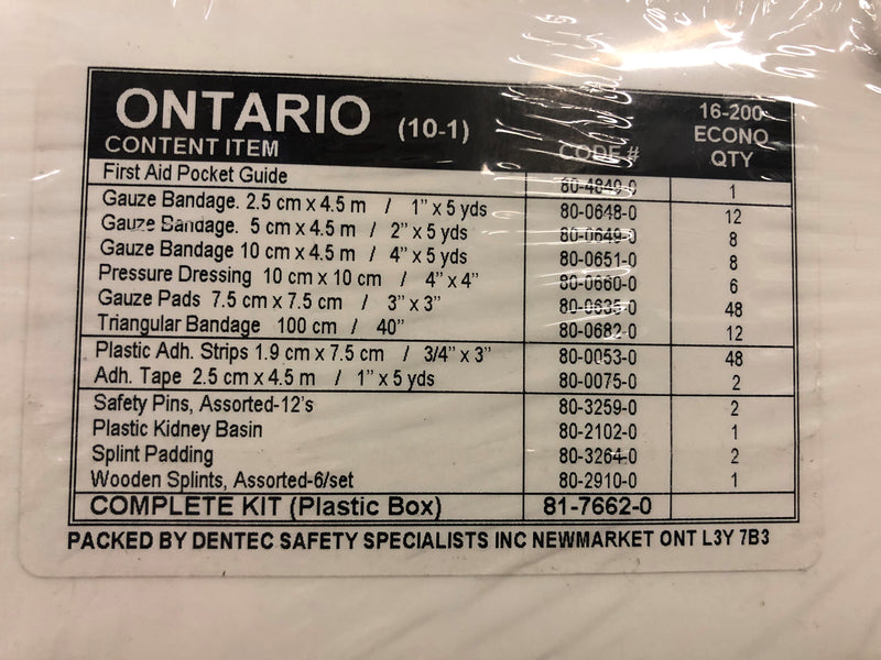 First Aid Kit "Ontario" 16-200 Workers Plastic Section 10-1