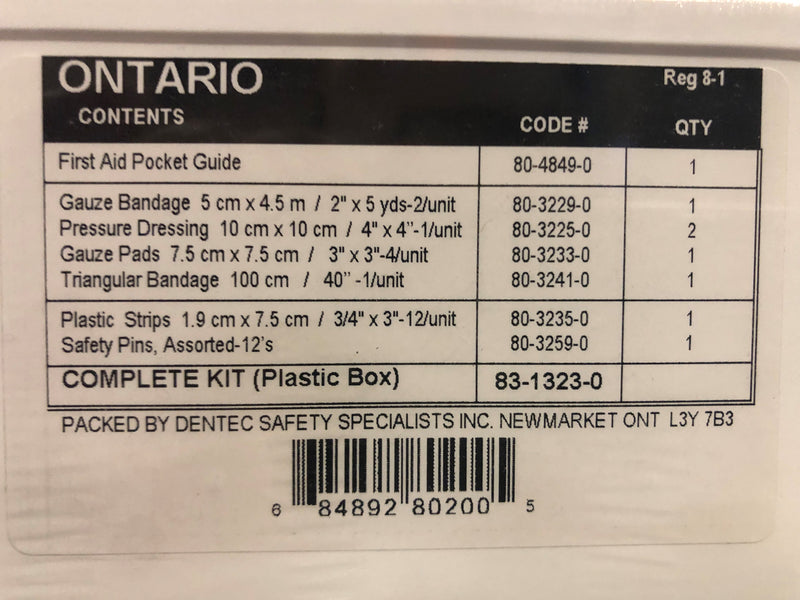 First Aid Kit "Ontario" 1-5 Workers Plastic Section 8-1 (