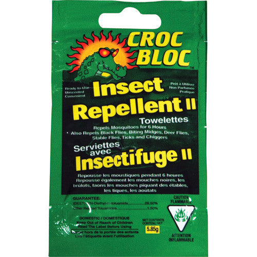 Inset Repellent 30% Deet - Individually Wrapped Towelettes - Croc Bloc