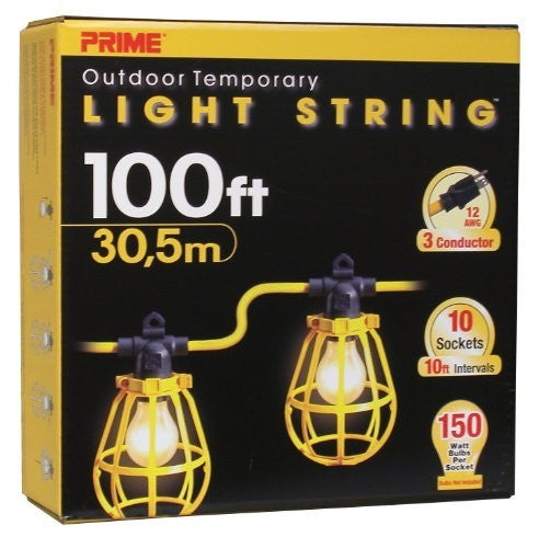 Outdoor Temporary Light Strings For Job Sites - Rough Service Bulbs Available But Not Included
