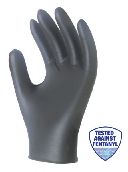 Disposable Nitrile Gloves - 6 mil Black Medical Examination Powder-Free & Textured 100/box - SENTRON™ Black By Ronco