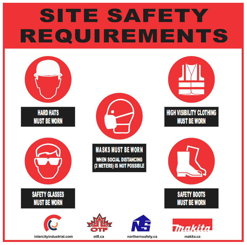 Covid-19 Sign - "Site Safety Requirements" - Job Site & Workplace Safety - Corrugated Plastic 24" X 24"