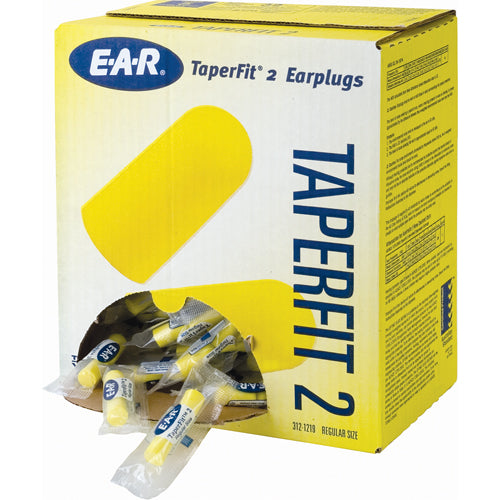 Earplugs 3M™ E-A-R™ TaperFit 2 Yellow 312-1219 Pair/Poly Bags 200/Box (NRR25)