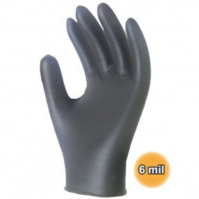 Disposable Nitrile Gloves - 6 mil Black Medical Examination Powder-Free & Textured 100/box - SENTRON™ Black By Ronco