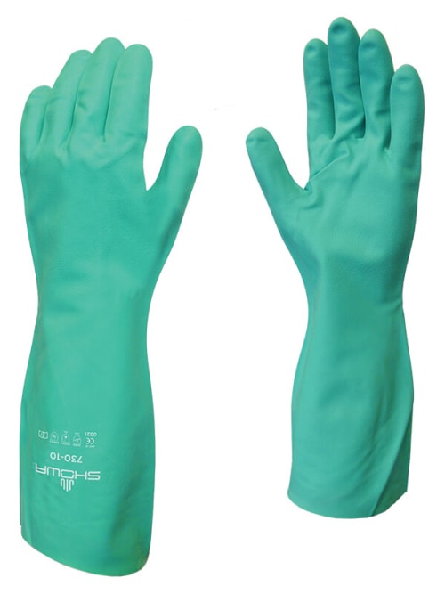 Chemical Gloves - Nitrile Coated & Cotton Flock-Lined 730 - Nitri-Solve By Showa